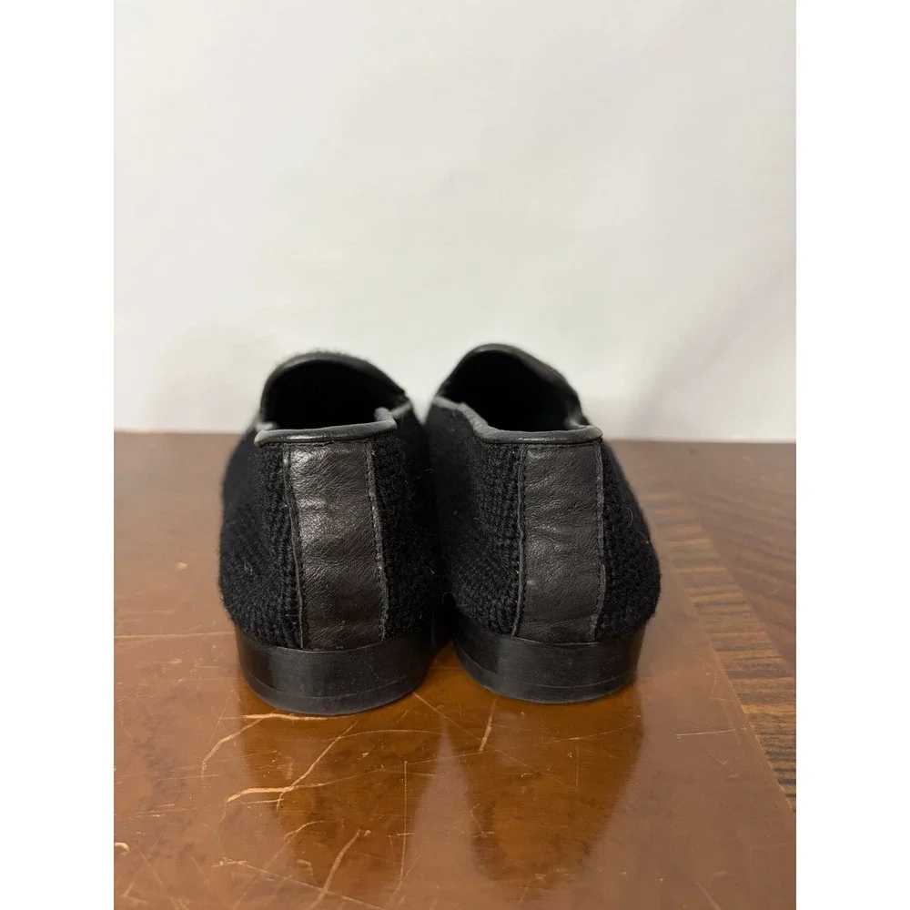The Larkspur Collection Needlepoint Loafers Black Floral Rose Flats Women Size 7